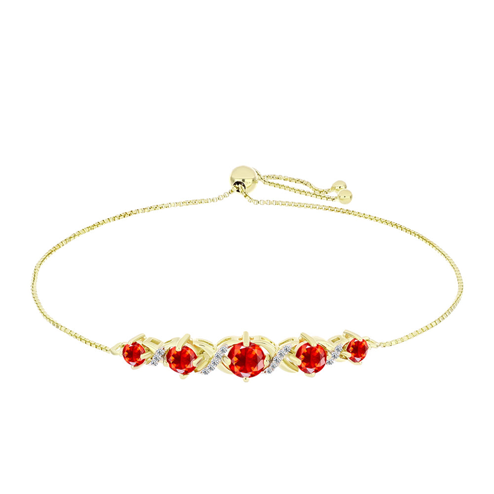 Pulsera de Plata Bañada en Oro con Ópalo de Fuego de Lega Dembi y Topacio Blanco