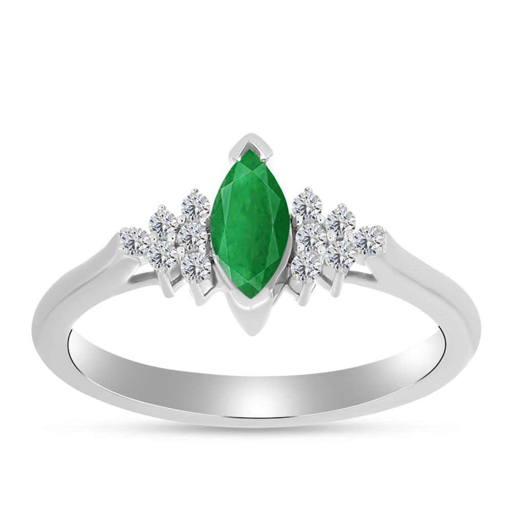 Anillo de Plata con Esmeralda de Zambia y Topacio Blanco 3 