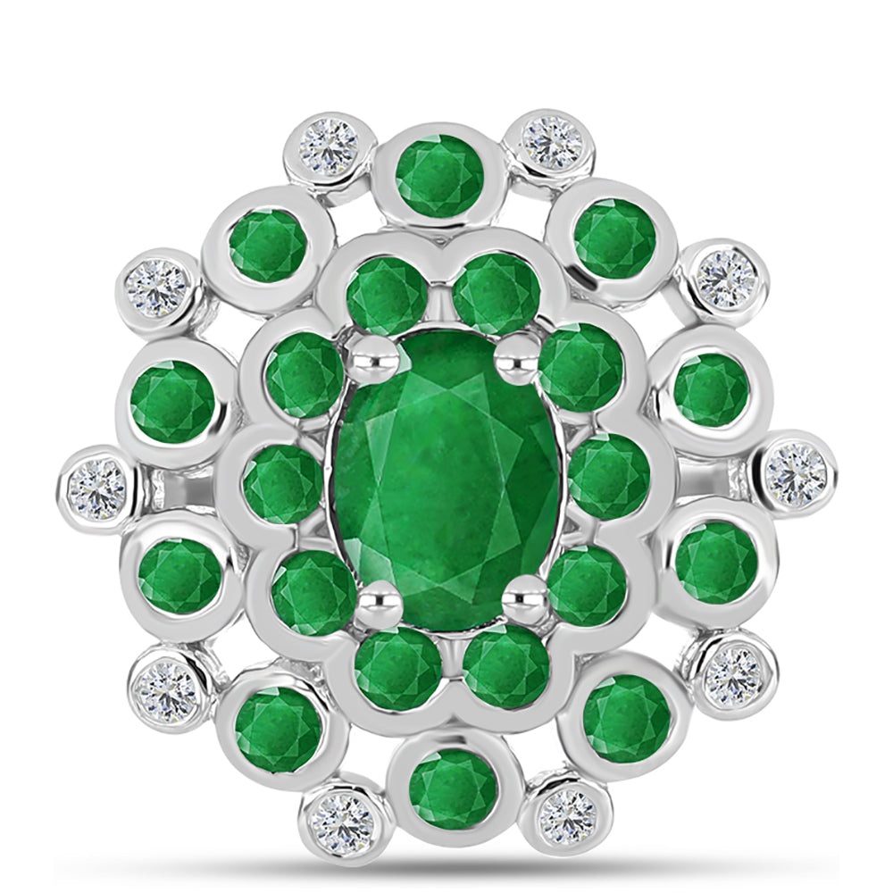 Anillo de Plata con Esmeralda de Zambia y Topacio Blanco 1 