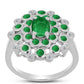 Anillo de Plata con Esmeralda de Zambia y Topacio Blanco