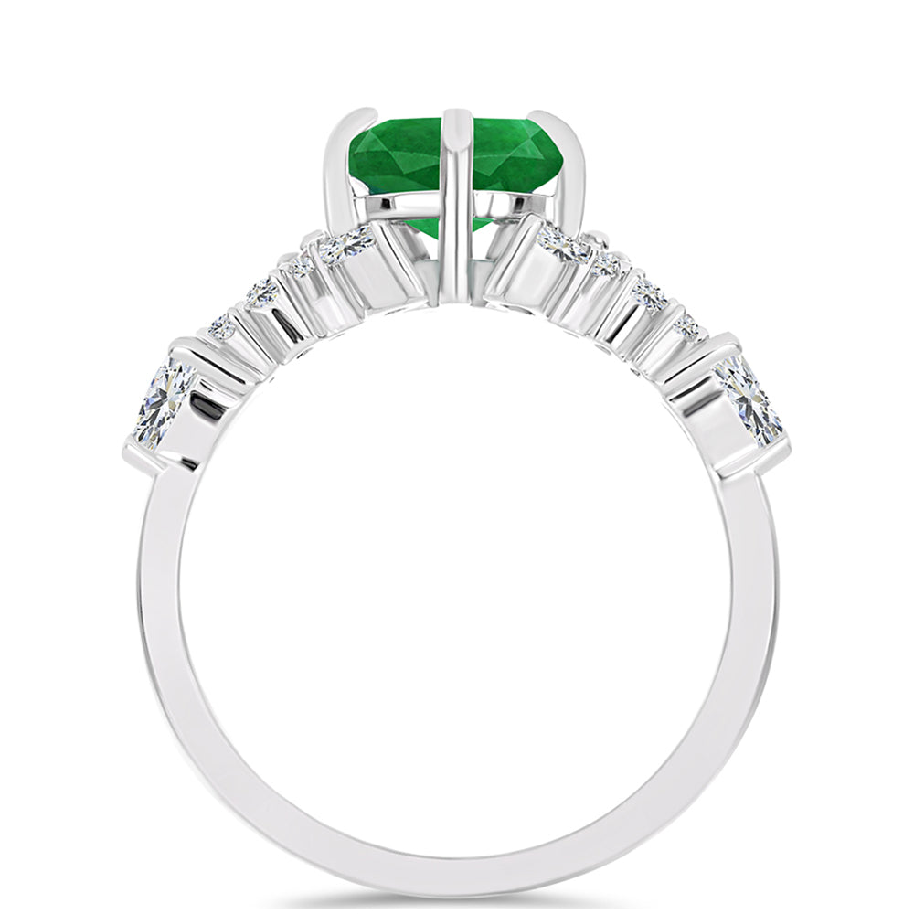 Anillo de Plata con Esmeralda de Zambia y Topacio Blanco