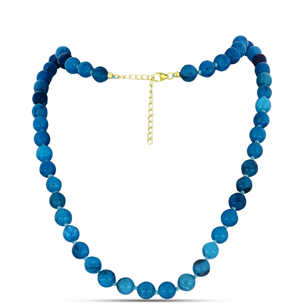 Collar de Plata Bañada en Oro con Jade Azul 1 