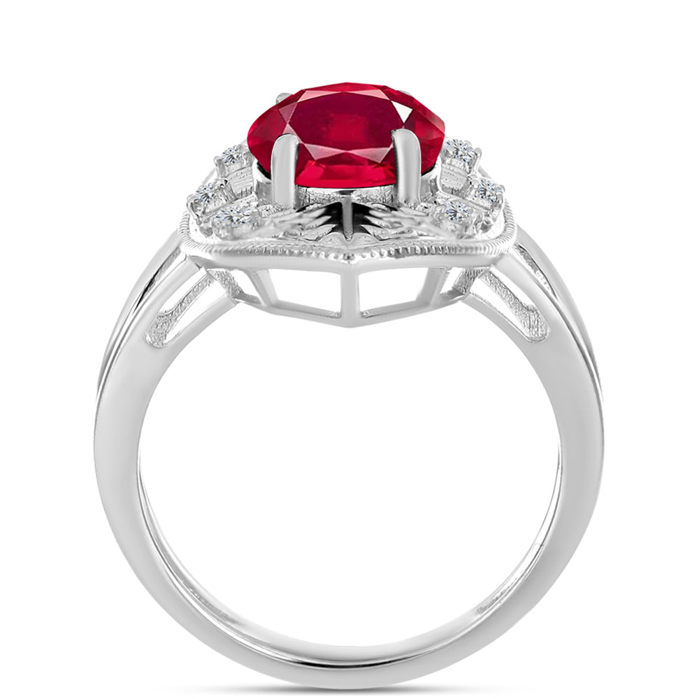 Anillo de Plata con Rubí de Madagascar y Topacio Blanco