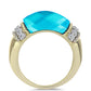 Anillo de Plata Bañada en Oro con Jade Azul y Topacio Blanco