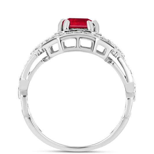Anillo de Plata con Rubí de Madagascar y Topacio Blanco