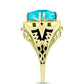 Anillo de Plata Bañada en Oro con Jade Azul
