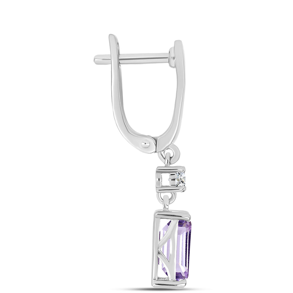 Pendientes de Plata con Amatista Rosa de Francia y Topacio Blanco 2 