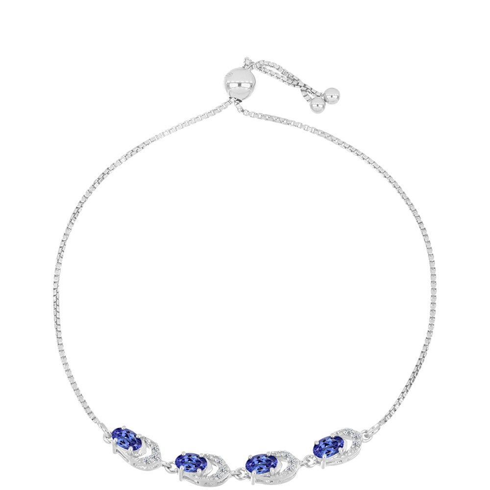 Pulsera de Plata con Tanzanita AAA y Diamante blanco 1 