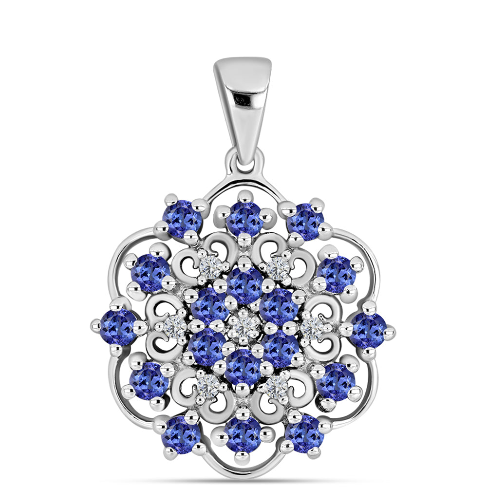 Colgante de Plata con Tanzanita AAA y Diamante blanco