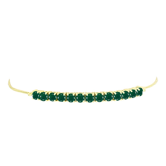 Pulsera de Plata Bañada en Oro con Ágata Verde