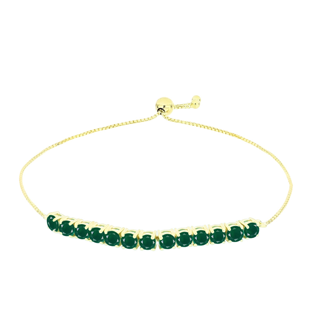 Pulsera de Plata Bañada en Oro con Ágata Verde