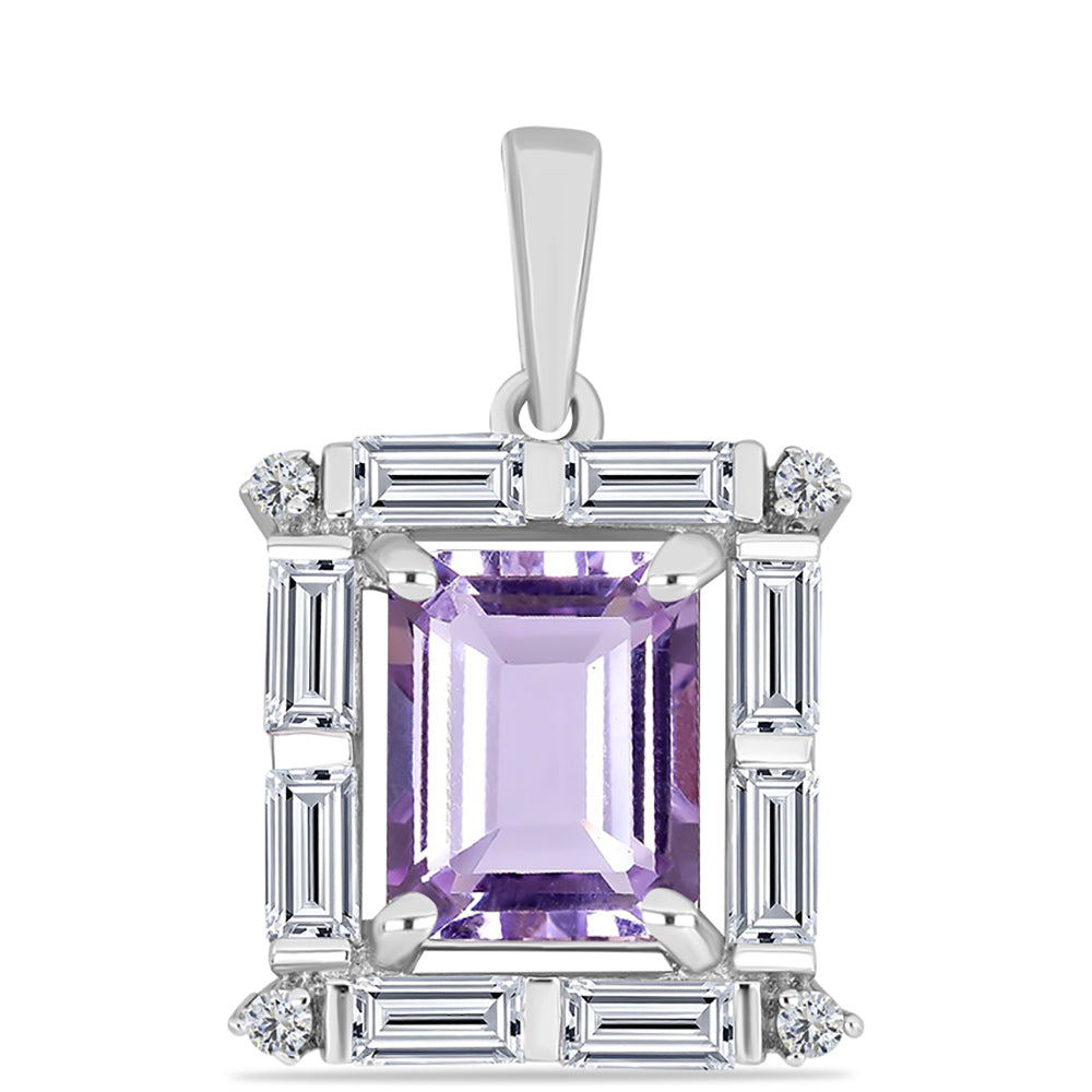 Colgante de Plata con Amatista Rosa de Francia y Topacio Blanco