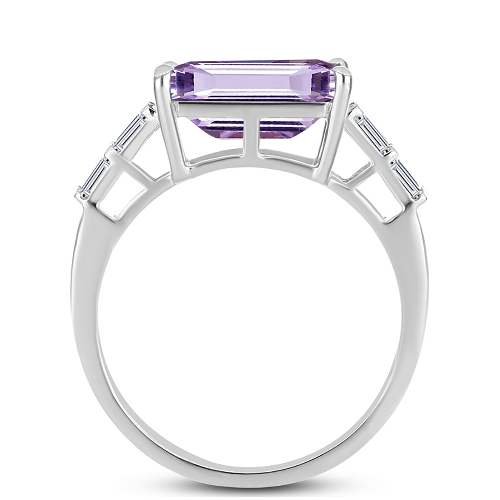 Anillo de Plata con Amatista Rosa de Francia y Zircón Blanco