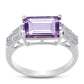 Anillo de Plata con Amatista Rosa de Francia y Zircón Blanco