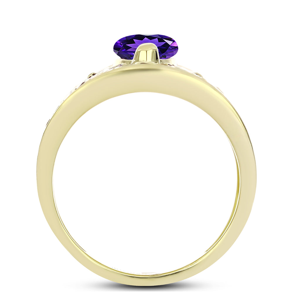 Anillo de Plata Bañada en Oro con Amatista de Marruecos y Citrino de los Montes Urales 2 