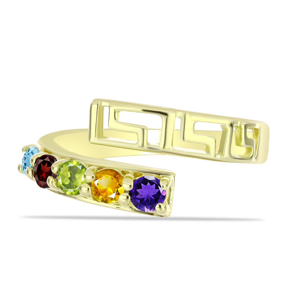 Anillo de Plata Bañada en Oro con Amatista de Marruecos y Citrino de los Montes Urales 1 