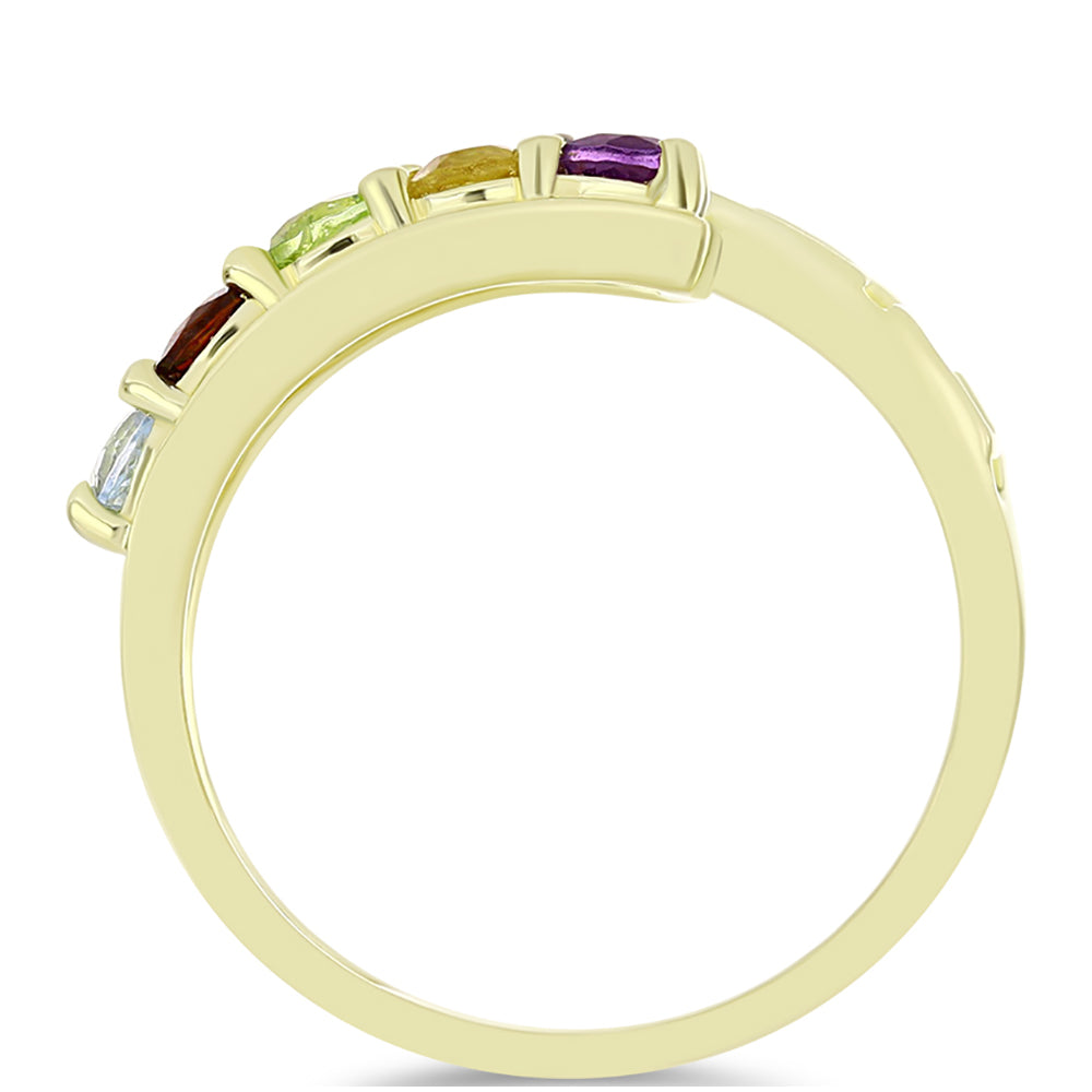 Anillo de Plata Bañada en Oro con Amatista de Marruecos y Citrino de los Montes Urales 2 