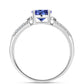 Anillo de Plata con Tanzanita AAA y Diamante blanco