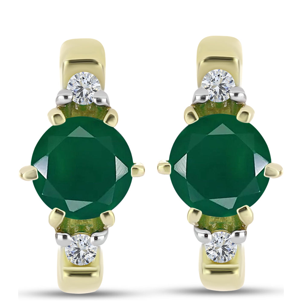 Pendientes de Plata Bañada en Oro con Ágata Verde y Topacio Blanco