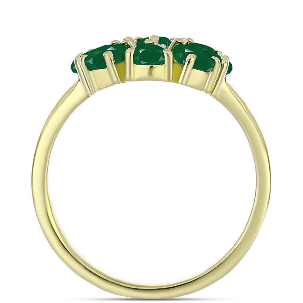 Anillo de Plata Bañada en Oro con Ágata Verde y Topacio Blanco 2 