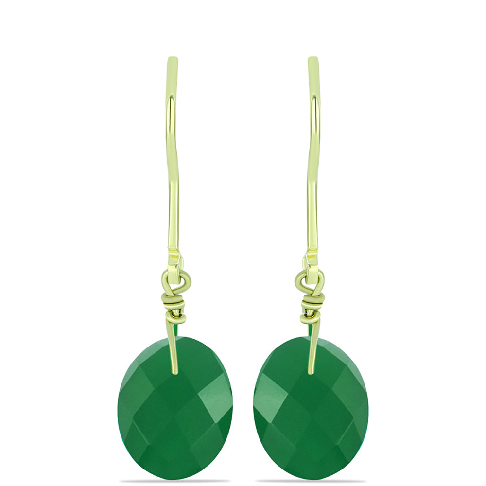Pendientes de Plata Bañada en Oro con Ágata Verde