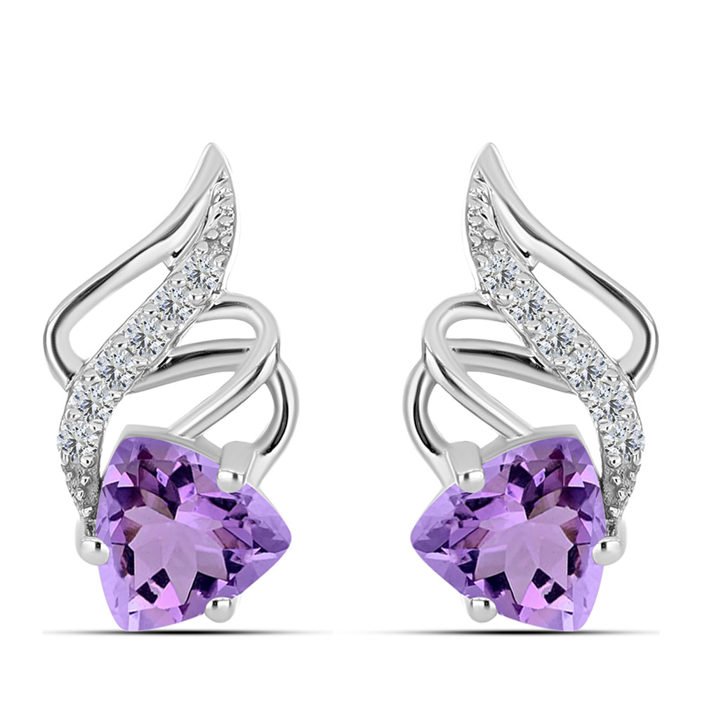 Pendientes de Plata con Amatista Rosa de Francia y Topacio Blanco