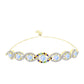 Pulsera de Plata Bañada en Oro con Piedra Lunar Arco Iris y Citrino de los Montes Urales