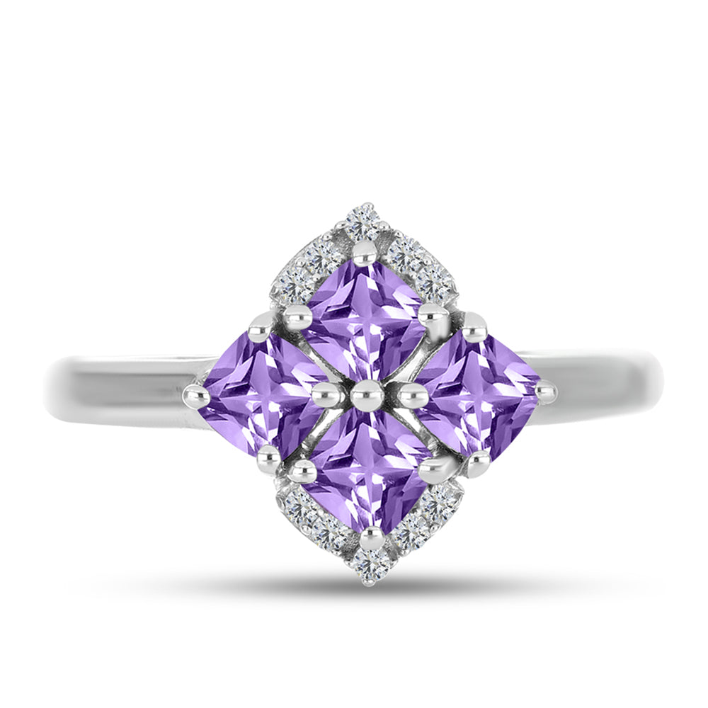 Anillo de Plata con Amatista Rosa de Francia y Topacio Blanco 1 
