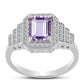 Anillo de Plata con Amatista Rosa de Francia y Topacio Blanco
