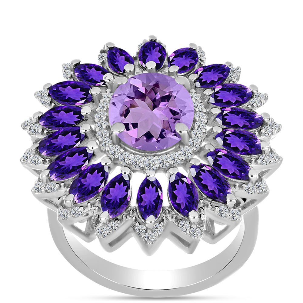 Anillo de Plata con Amatista Rosa de Francia y Amatista Artigas 3 