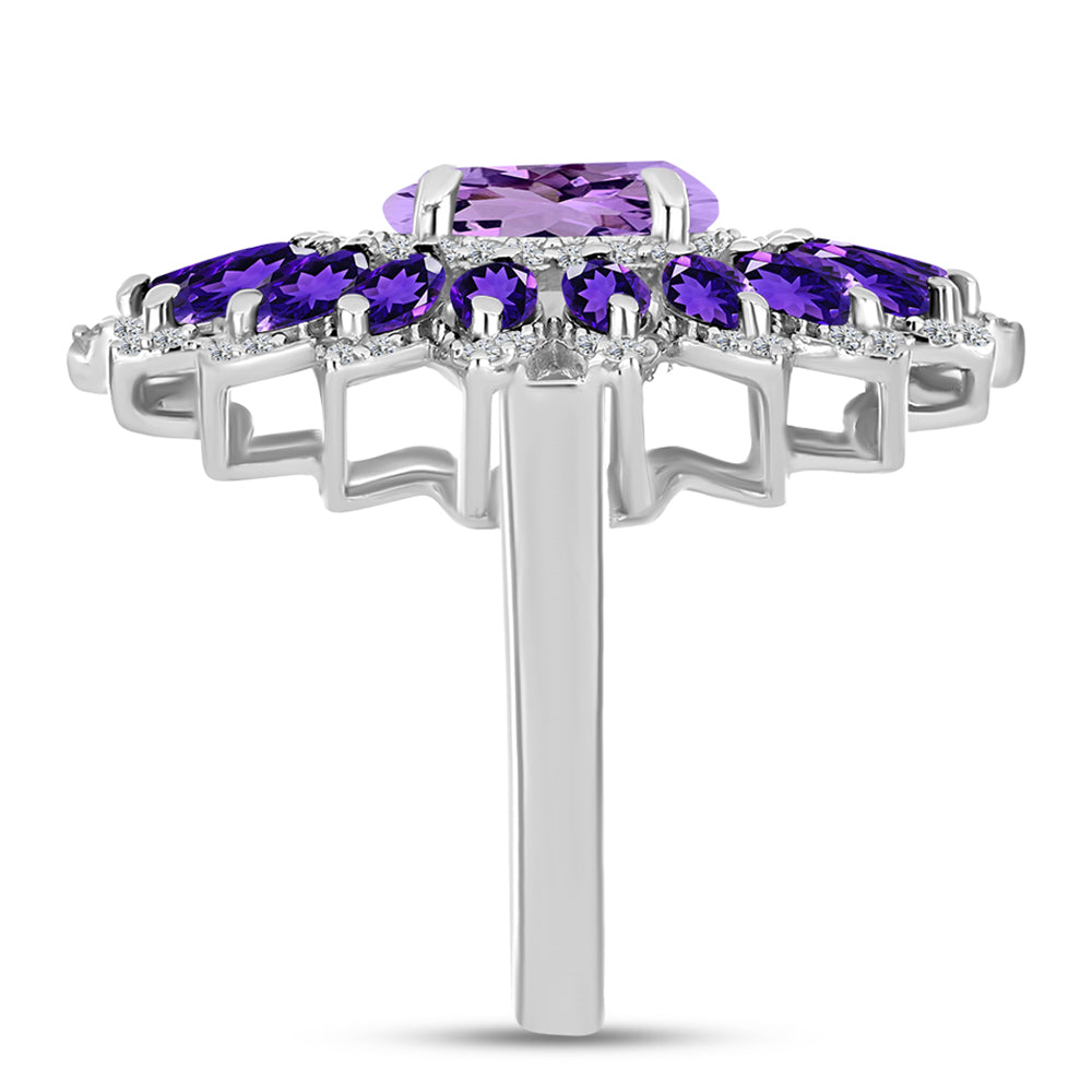Anillo de Plata con Amatista Rosa de Francia y Amatista Artigas 4 