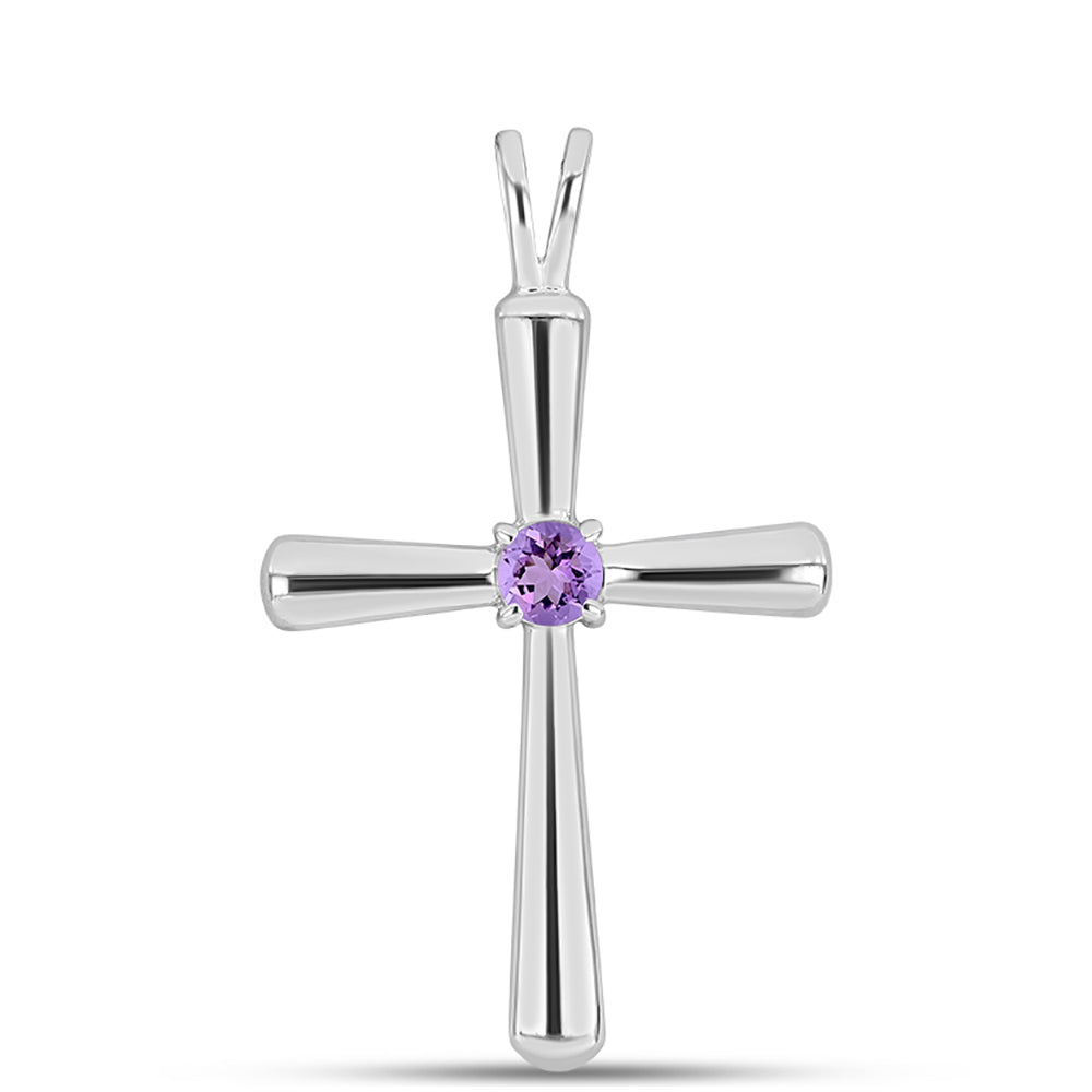 Cruz Colgante de Plata con Amatista Rosa de Francia