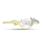 Broche de Plata Bañada en Oro con Perla de Agua Dulce y Topacio Blanco