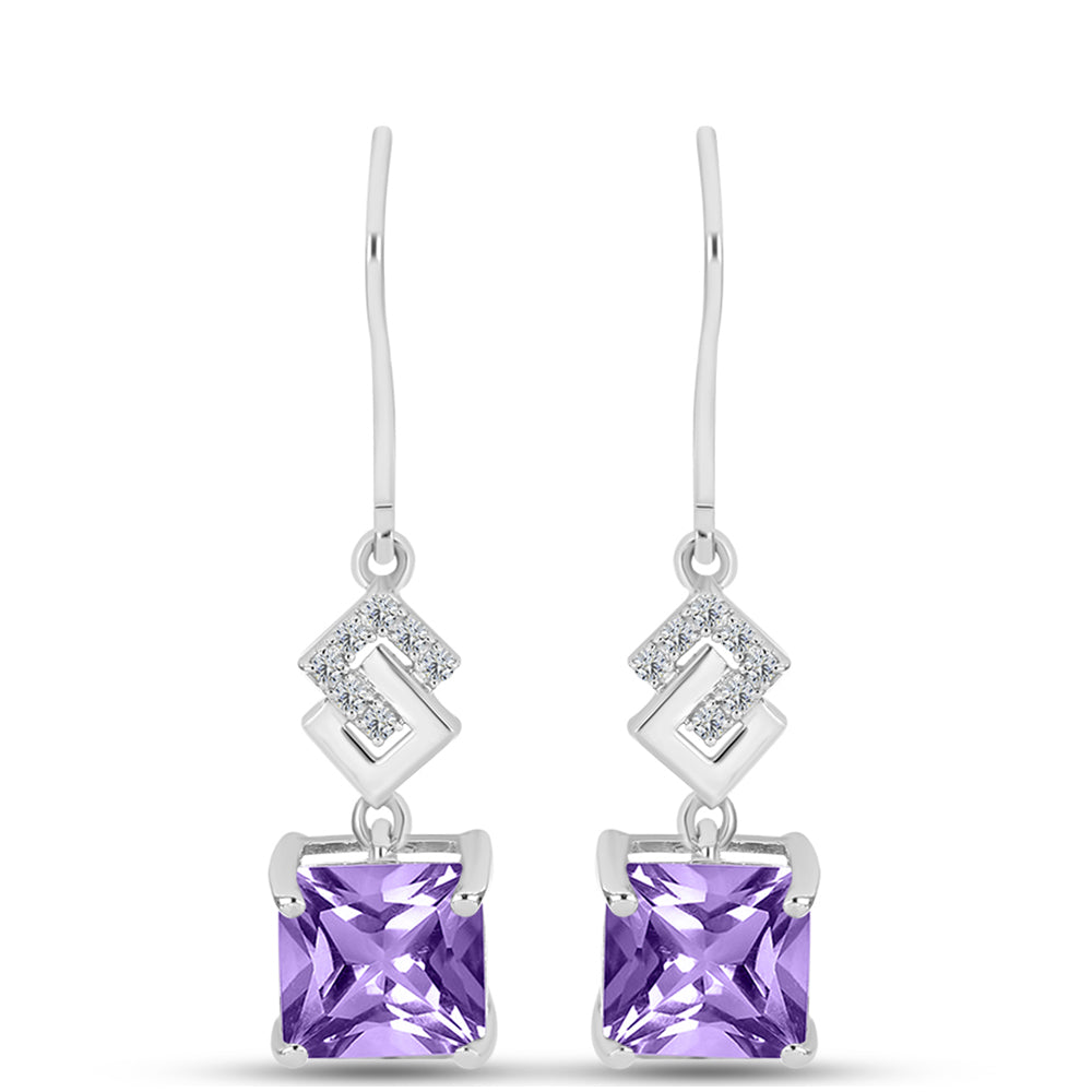 Pendientes de Plata con Amatista Rosa de Francia y Topacio Blanco 1 