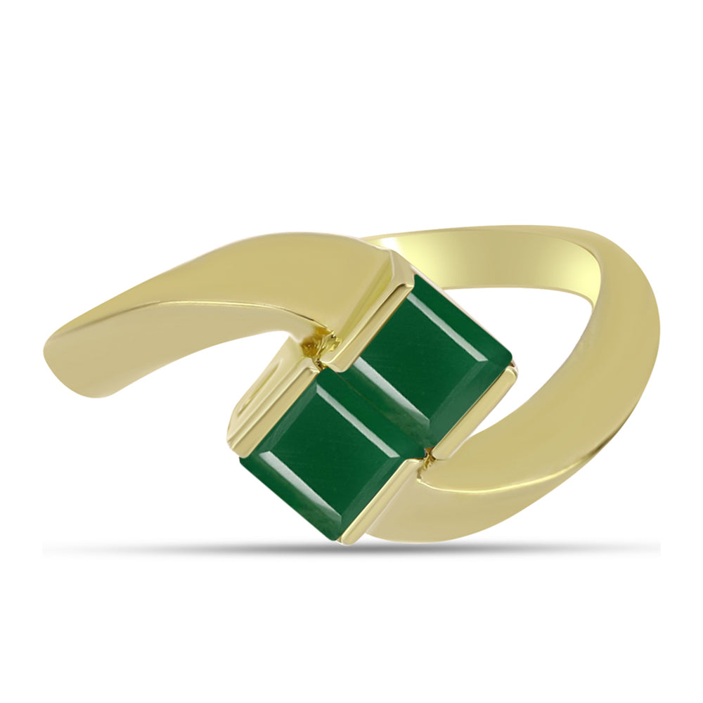 Anillo de Plata Bañada en Oro con Ágata Verde 1 