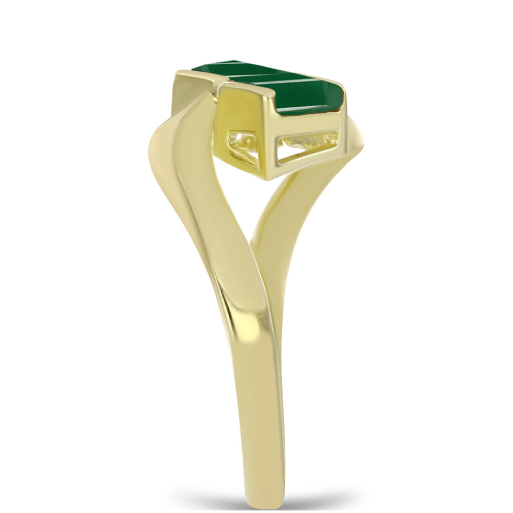 Anillo de Plata Bañada en Oro con Ágata Verde
