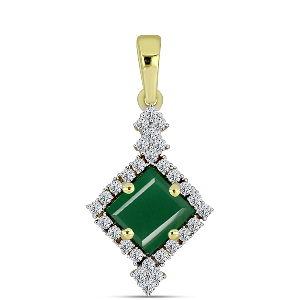 Colgante de Plata Bañada en Oro con Ágata Verde y Topacio Blanco