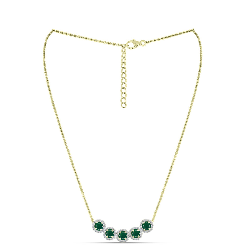 Collar de Plata Bañada en Oro con Ágata Verde y Topacio Blanco