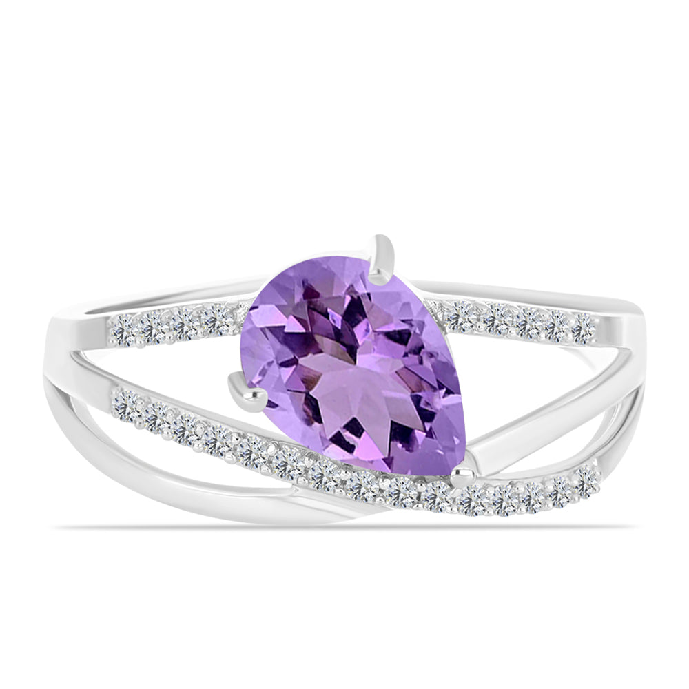 Anillo de Plata con Amatista Rosa de Francia y Topacio Blanco 1 