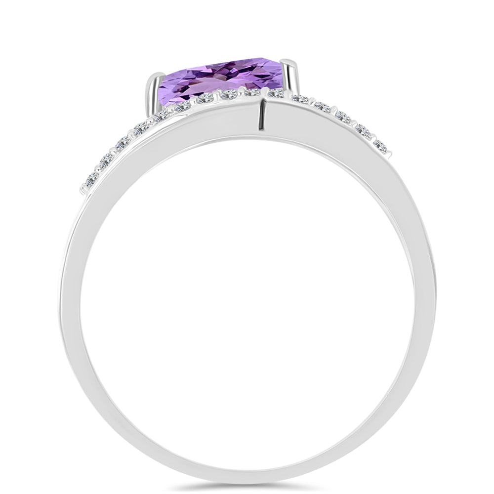 Anillo de Plata con Amatista Rosa de Francia y Topacio Blanco 2 