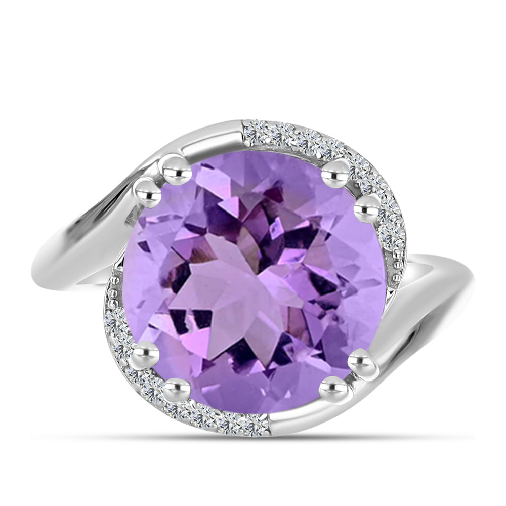 Anillo de Plata con Amatista Rosa de Francia y Topacio Blanco