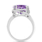 Anillo de Plata con Amatista Rosa de Francia y Topacio Blanco
