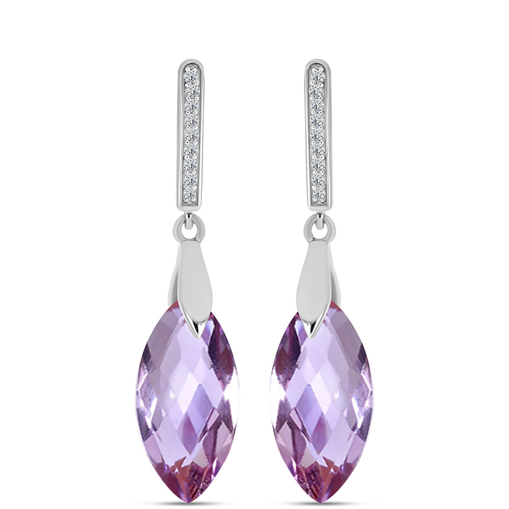 Pendientes de Plata con Amatista Rosa de Francia y Topacio Blanco