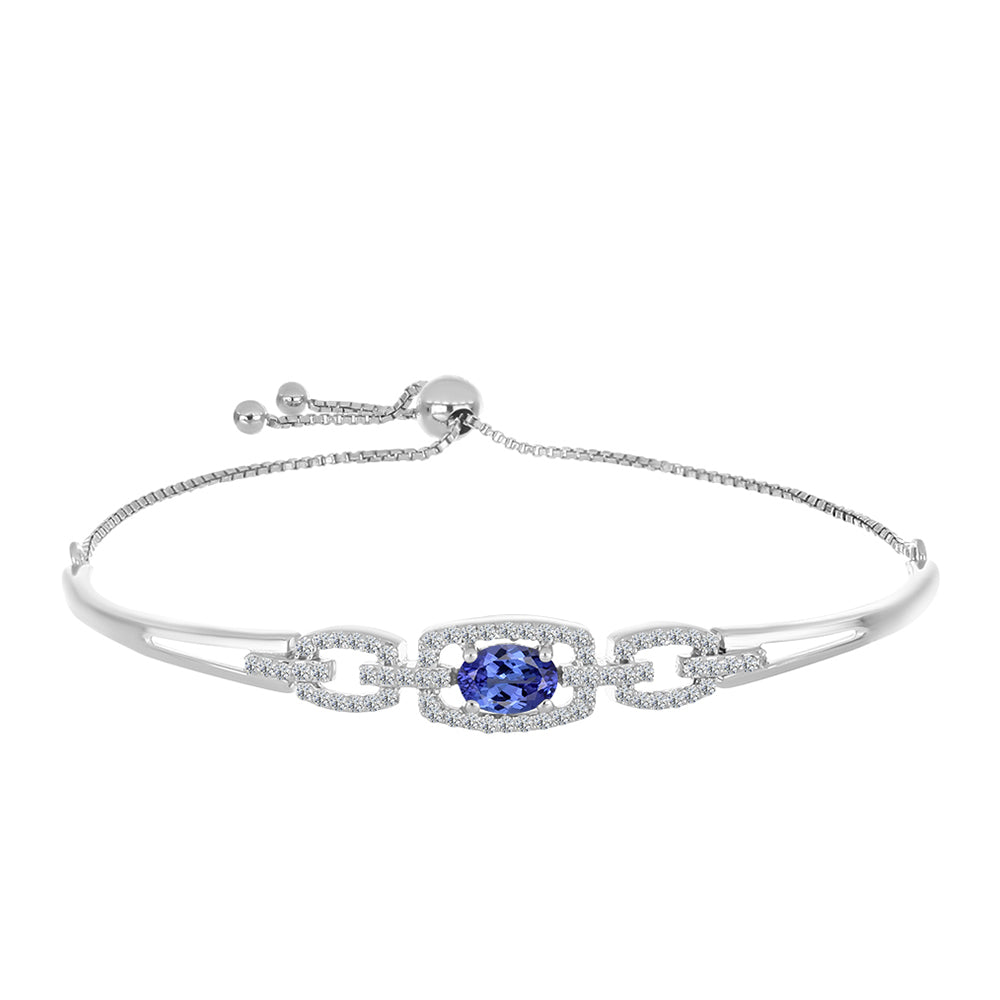Pulsera de Plata con Tanzanita AAA y Diamante blanco 1 
