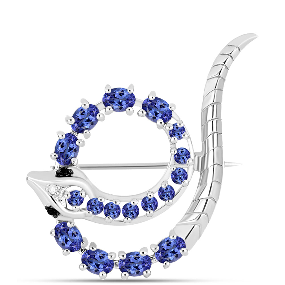 Broche de Plata con Tanzanita AAA y Diamante blanco 1 