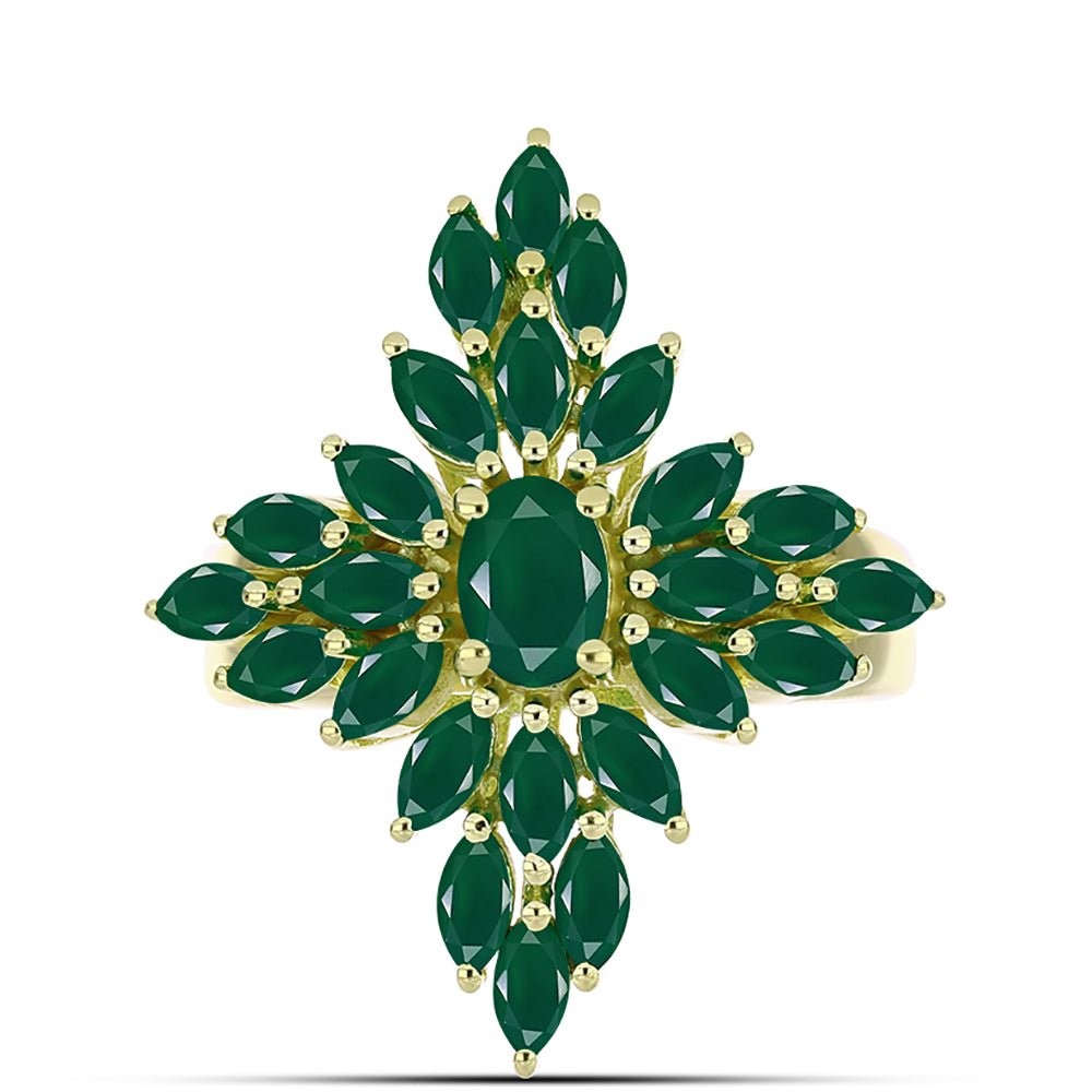 Anillo de Plata Bañada en Oro con Ágata Verde 1 
