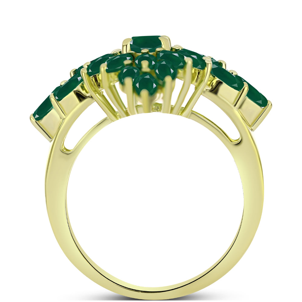 Anillo de Plata Bañada en Oro con Ágata Verde 2 