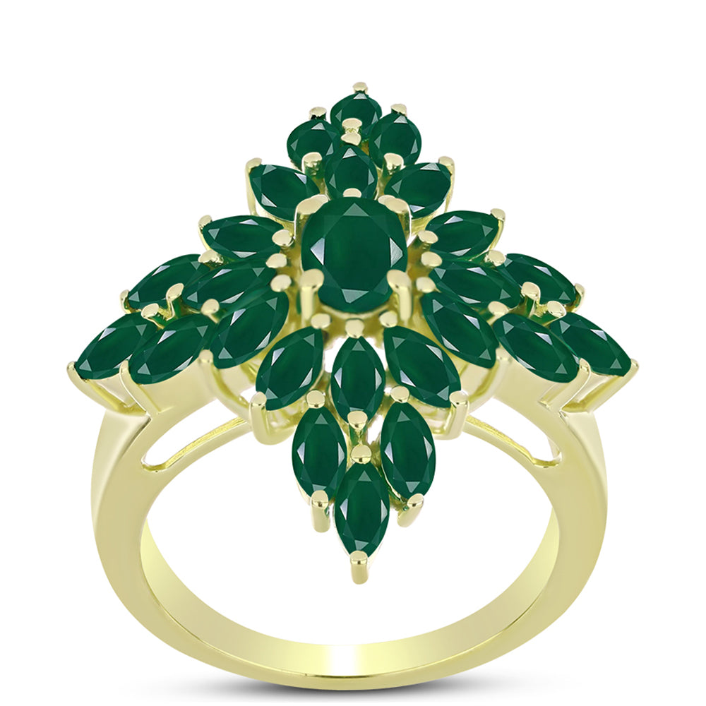 Anillo de Plata Bañada en Oro con Ágata Verde