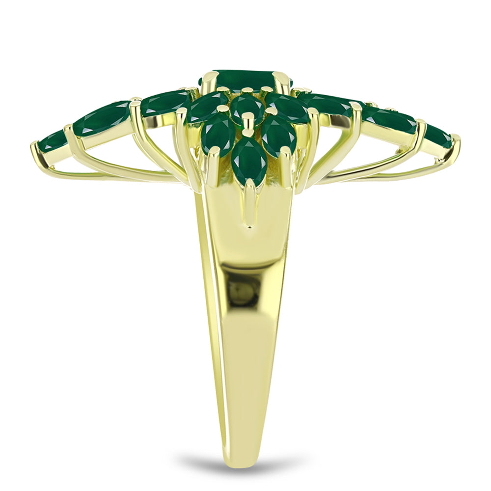 Anillo de Plata Bañada en Oro con Ágata Verde 4 