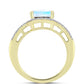 Anillo de Plata Bañada en Oro con Piedra Lunar Arco Iris y Amatista de Marruecos